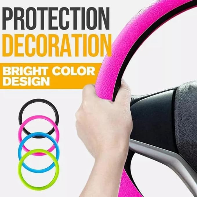 Car Steering Wheel Protective Cover, Silicone Steering Wheel Cover Grip, Cool Non-Slip Thin Steering Wheel Protector, Stretchy, Silent, Fits 13/14/15/16 inch Wheels (Beige)