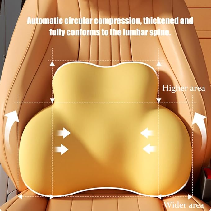 Car Lumbar Support Pillow for Mercedes-Benz C216 CL-Class 2006-2010 2011 2012 2013 2014 Memory Foam Back Support Cushion Breathable Car Seat Lumbar Pad Accessories,Yellow