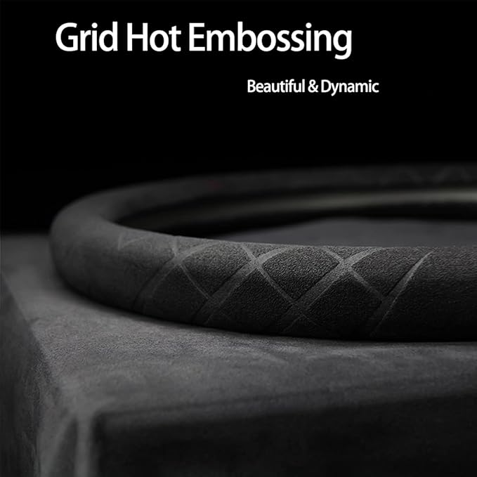 Suede Steering Wheel Cover,Compatible with Honda Civic 2006-2015 CR-Z Insight S2000 Leather Sport Non-Slip Wheel Cover Car Interior Accessories 14-14 1/4 inch for Man and Women