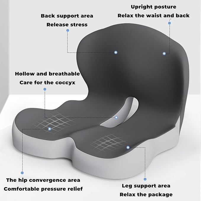 Back and Seat Cushion, Soothe+Cushion,Car Seats with Lumbar Support,Memory Foam Non Slip Skin with Back Support for Office Chair, Car (Black)