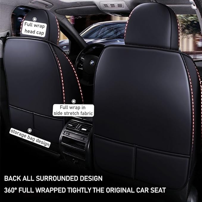 for Chevy Equinox Seat Covers 2005-2026, Full Coverage Customized Car Seat Covers, Premium Leather Waterproof Stain-Resistant Easy to Install (Luxury 5 Seats, Black&Coffee)