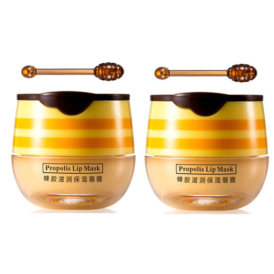 2 Pcs Bee Lip Balm Honey Pot,Honey Lip Mask,Honey Propolis Lip Mask Moisturizing Moisture Nourishing Dry & Chapped Lips,Lip Care