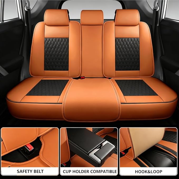 Car Seat Covers Full Set Custom Fit for Pontiac G8 2008-2009 - Premium Faux Leather with Lumbar Support | Breathable, Waterproof, Anti-Slip, Durable (Black&Brown,Full Set)