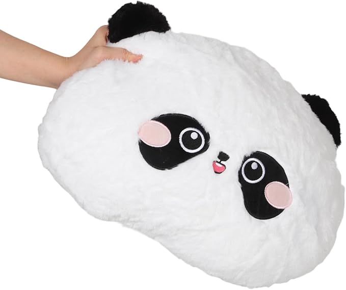 Lumbar Support Pillow for Car Seat Cushion with Cartoon Panda Cover, Plush Back Rest for Driver and Office Chair, Soft Airplane Neck Pillow for Lower Back Relief