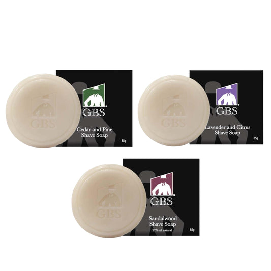 G.B.S Men'S Shaving Soap 97 Percent All Natural Enriched With Shea Butter And Glycerin, 3-Ounce, Each Pack Of 3