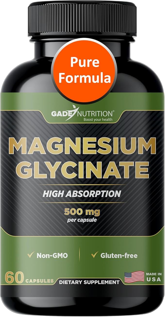 Gade Nutrition Pure Magnesium Glycinate | Magnesium Supplement as Calm Magnesium for Sleep | Magnesium Complex Supplement in Capsules Made wih Magnesium Glycinate Powder - or Calm Magnesium Powder