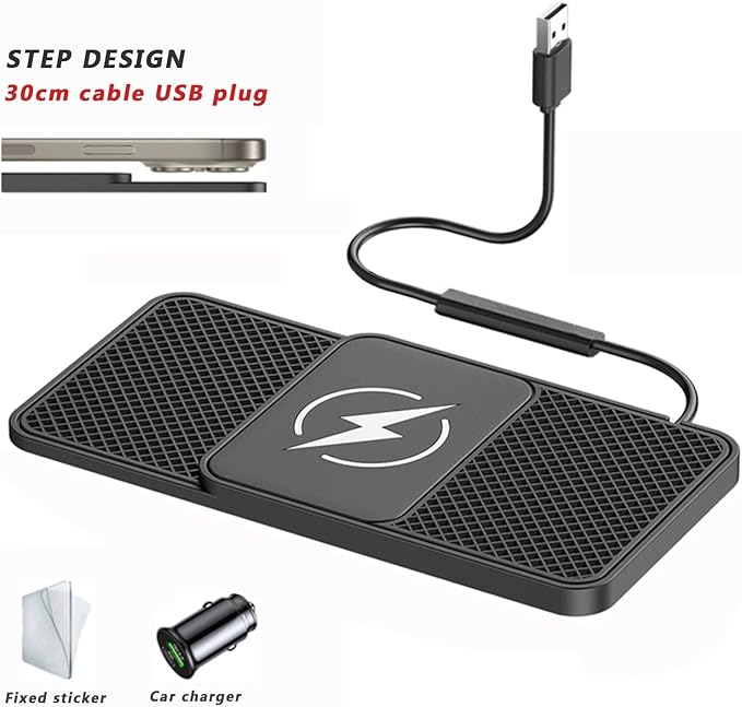 Car Wireless Phone Charger for BMW 7er 740Li 750i 750Li 745e 745Le, Non-Slip Fast Inductive Chargers Charging Pad Type-C Fastcharger Auto Electronic Accessories,B 30cm Cable USB Plug-Normal