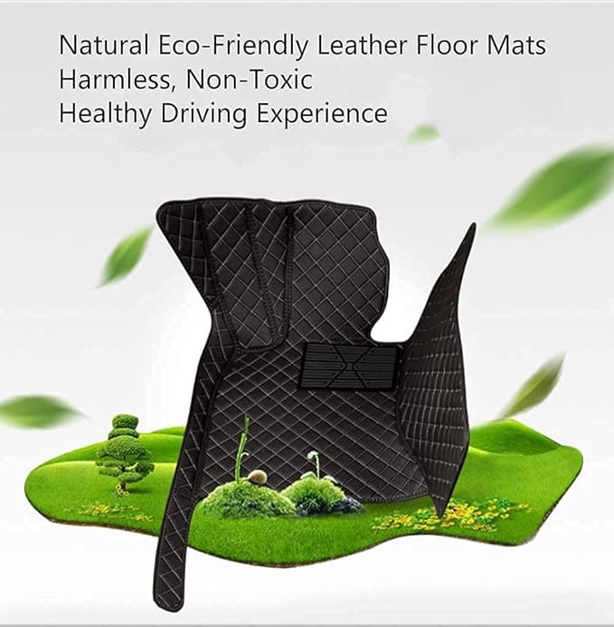 Custom Car Floor Mat Compatible with 97% Car Models Luxury Leather All Weather Waterproof Anti-Skid Full Coverage Car Mats (White with Black)