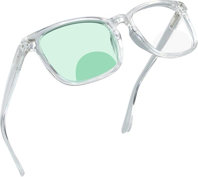 YEIN Bifocal Reading Glasses with Blue Light Blocking Lenses, Bifocal Reader for Women and Men, Vintage Square frame with Spring Hinge (+0.00/+1.25 magnification)