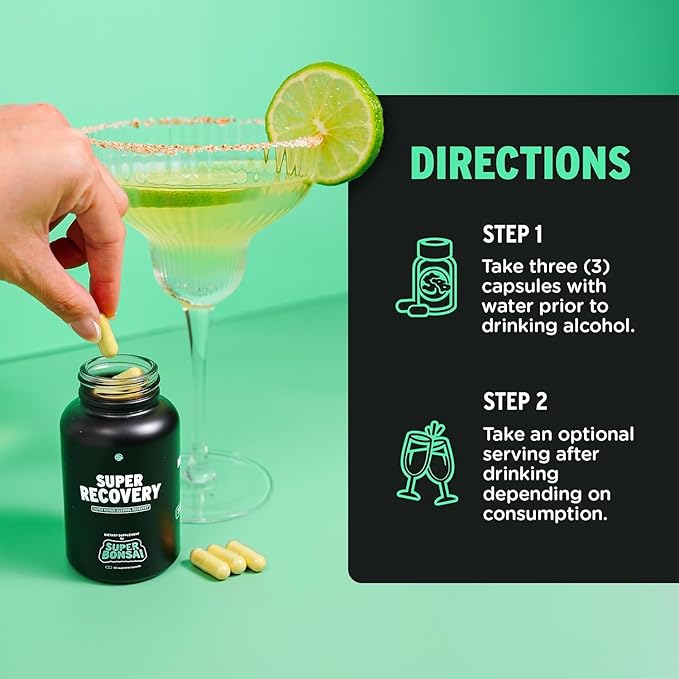 Super Recovery Capsules for Post Celebration and Morning Relief - All Natural Holistic Support - 3 Capsules Taken Before Drinking and an Optional Serving After (42 Servings)