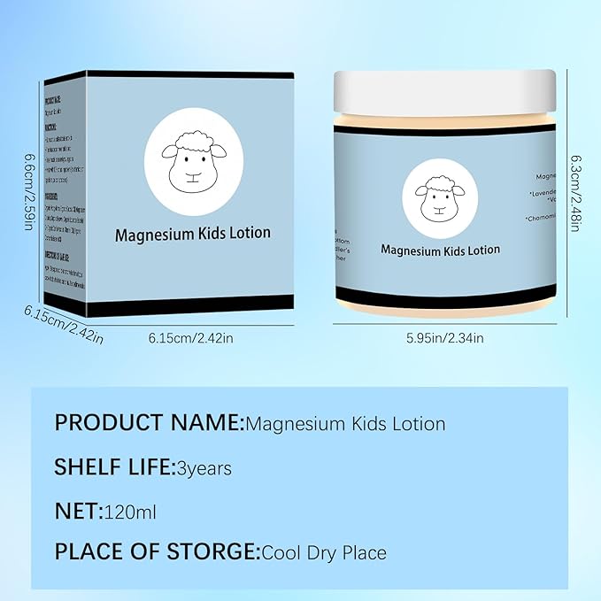 Magnesium Lotion for Kids,Magnesium Lotion for Sleep Kids,Topical Magnesium Cream to Help Calm Before Bed and During the Night,8 sheep Magnesium Cream - Kid Safe, 4 oz (1)