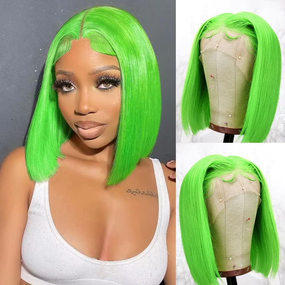 Green Bob Wig Human Hair Wear And Go Glueless Bob Wig 13X4 Hd Lace Front Wigs Human Hair Bob Human Hair Wigs For Black Women 200