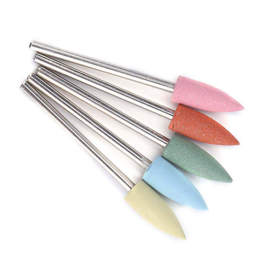 Rubber Burr,Nail Drill Bit Silicone,Olisher Silicone Green For Nails,Russian Manicure Drill Bits,Silicone Nail Bit 5Pcs Set Rubb