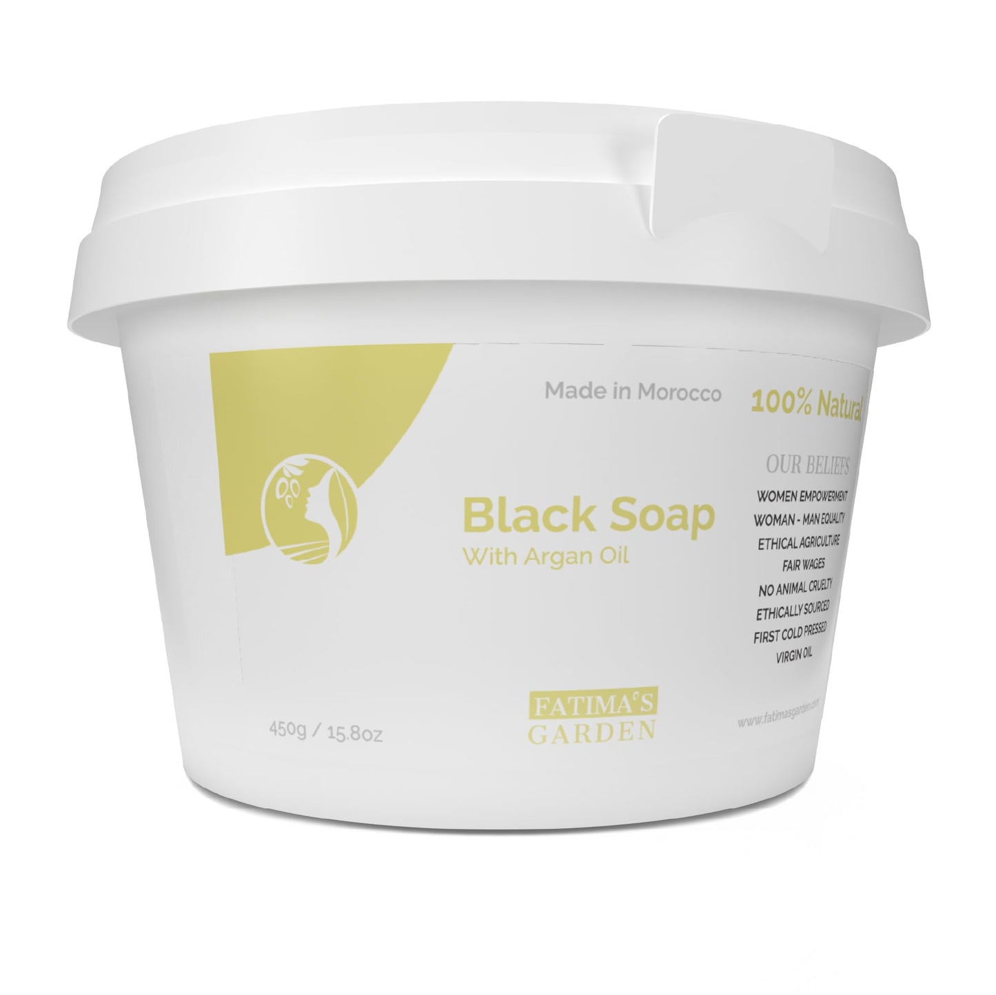 Fatima'S Garden Moroccan Black Soap (Beldi) With Argan Oil - Body Scrub For Hammam Ritual, Purifying & Exfoliating - 15.9 Oz / 4