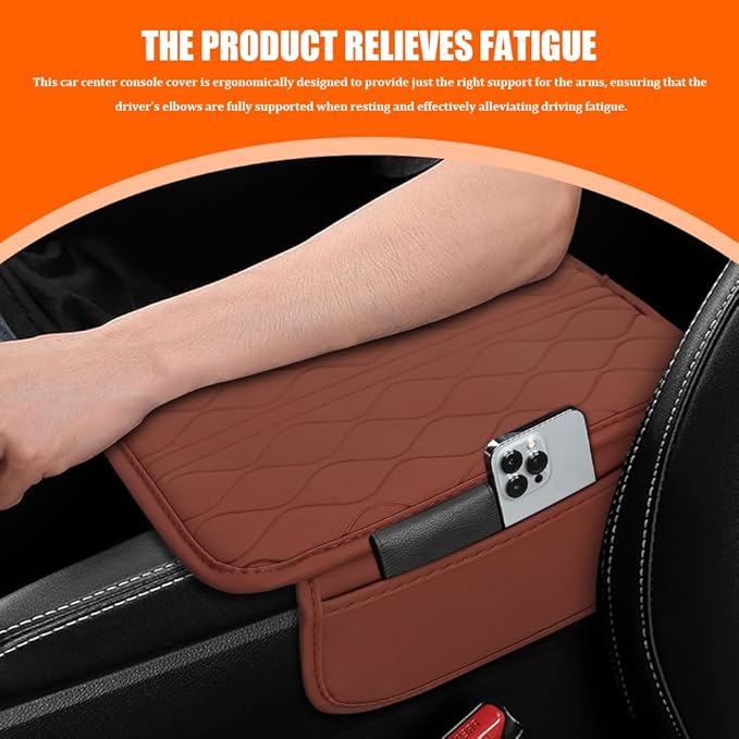Leopard Cheetah Print African Animal Hunting Auto Center Console Armrest Pad, Car Center Console Cover, Auto Accessories Soft Comfort Armrest Cover Cushion Mat for Most Cars (Brown-K3)