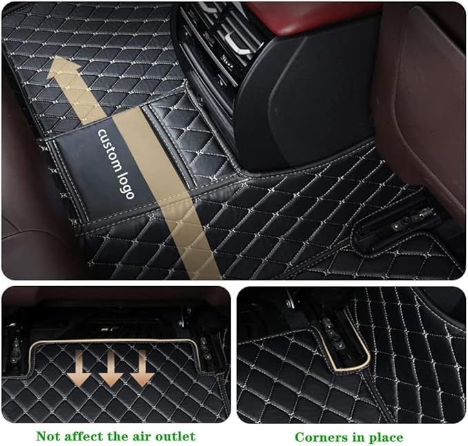 Custom Making Car Floor Mats Protection Pads for 99% Sedan/Coupe/Hatchback/SUV/Pickup Men Women Car Floor Mats Coverage Pads Anti-Slip Leather Floor Lining (Light Blue+Black Beige)