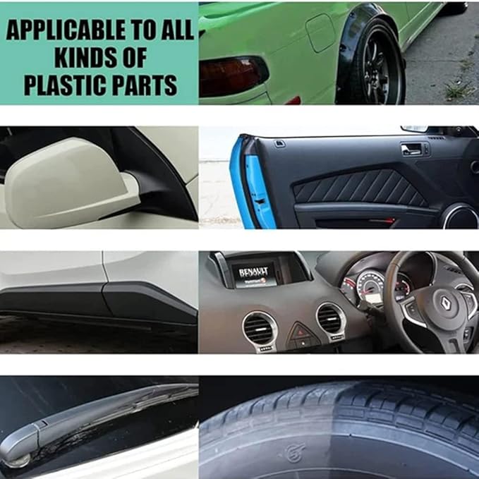 RJDJ Plastic Restorer for Cars, Trim & Exterior – Plastic Revitalizing Coating Agent, Restores Faded Plastic, UV Protection, Car Shine Refurbishing Solution (30ml-3pcs)