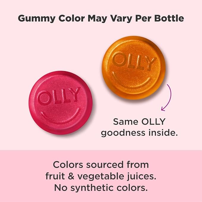 OLLY Undeniable Beauty Gummy, For Hair, Skin, Nails, Biotin, Vitamin C, Keratin, Chewable Supplement, Grapefruit, 30 Day Supply - 60 Count