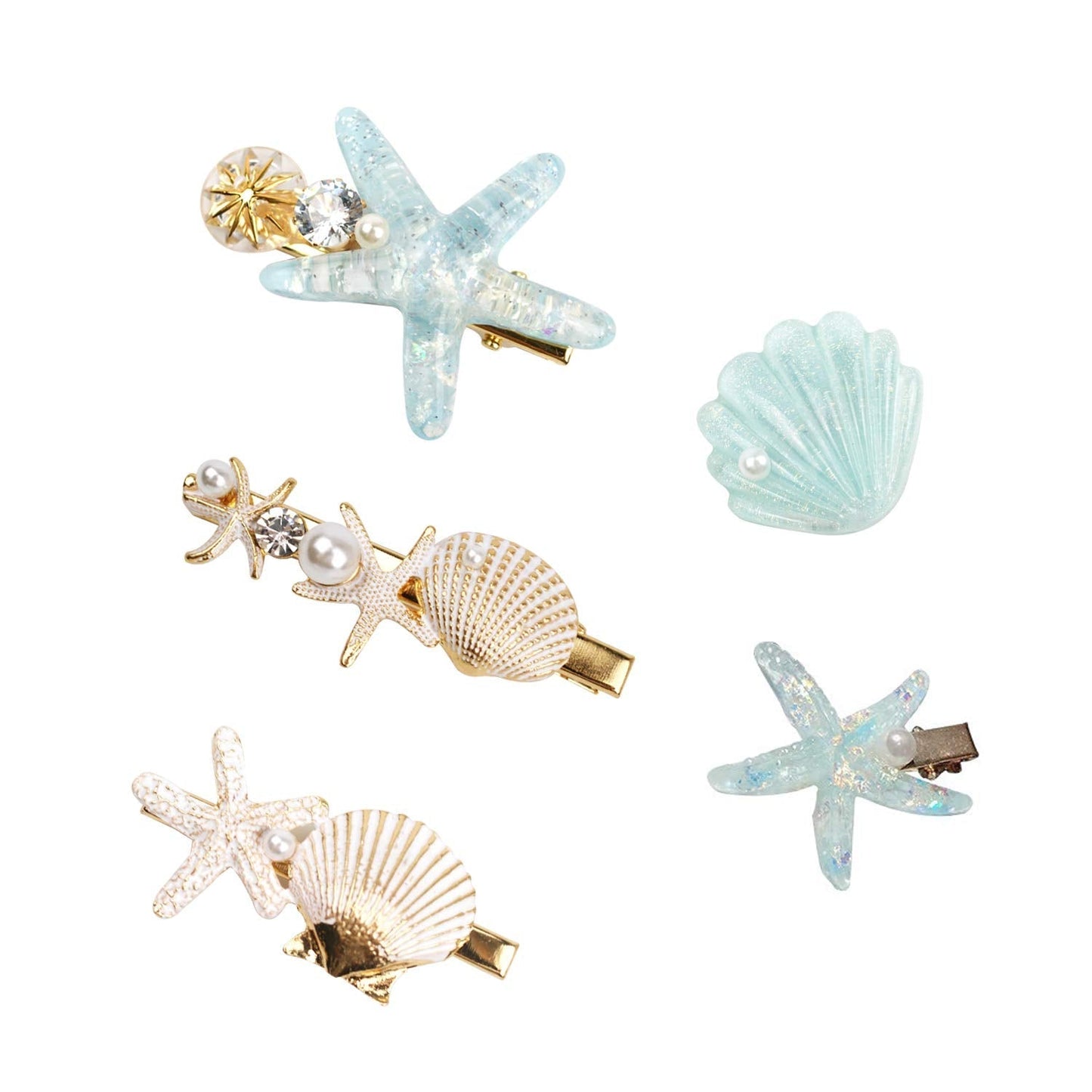 Shell Pearl Starfish Hair Clip Set For Women Girls, Princess Alligator Hair Clips, Ladies And Girls Headwear Styling Tools Hair