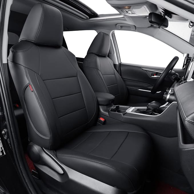 coverdream Custom Seat Covers Compatible with Select Toyota RAV4 Hybrid 2016 2017 2018 Models - Leatherette (Black,Full Set)
