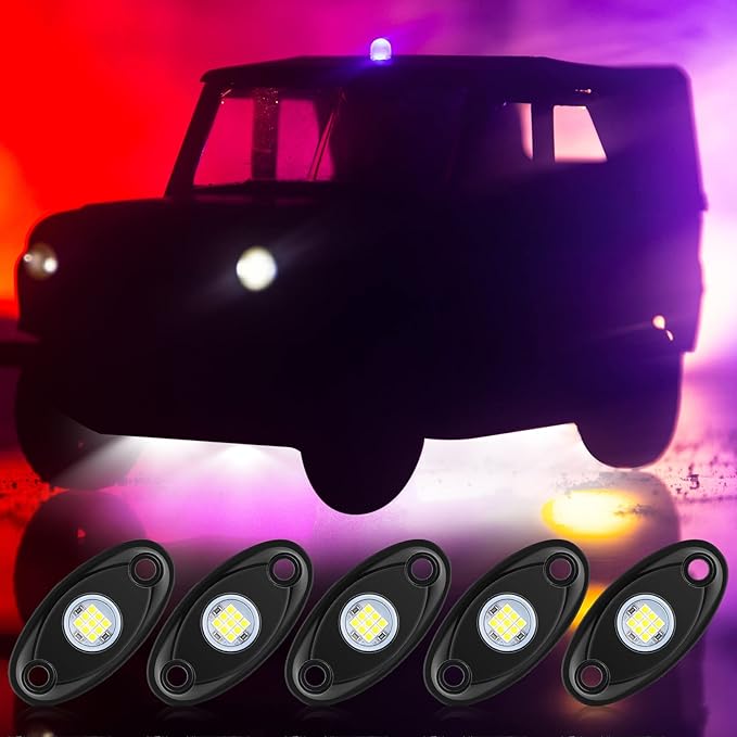Baquler 30 Pods Rock Lights White Underglow Lights for Trucks Car SUV Waterproof Shockproof LED Ambient Rocklights Automotive Trailer Lighting for Motorcycle Boat ATV UTV(9LED Chips Style)