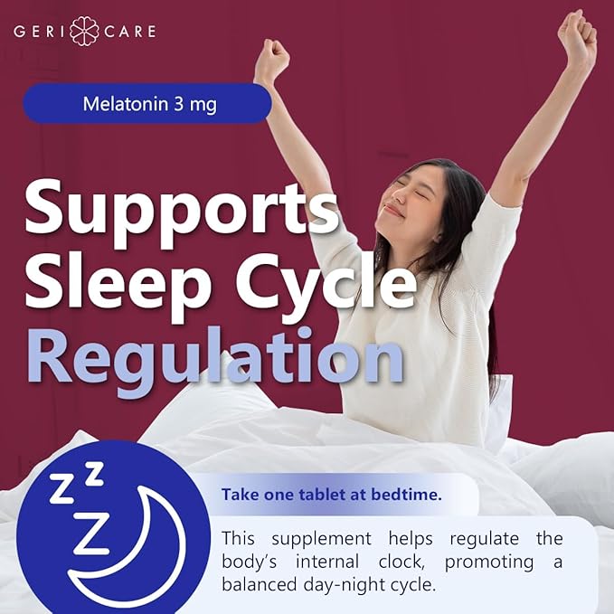 GeriCare Melatonin 3mg Tablets, Balances Nighttime Routine - Helps Adjust to Changing Schedules - Promotes Restful Evenings – Easy-to-Take Tablets, 250 Count (Pack of 1)
