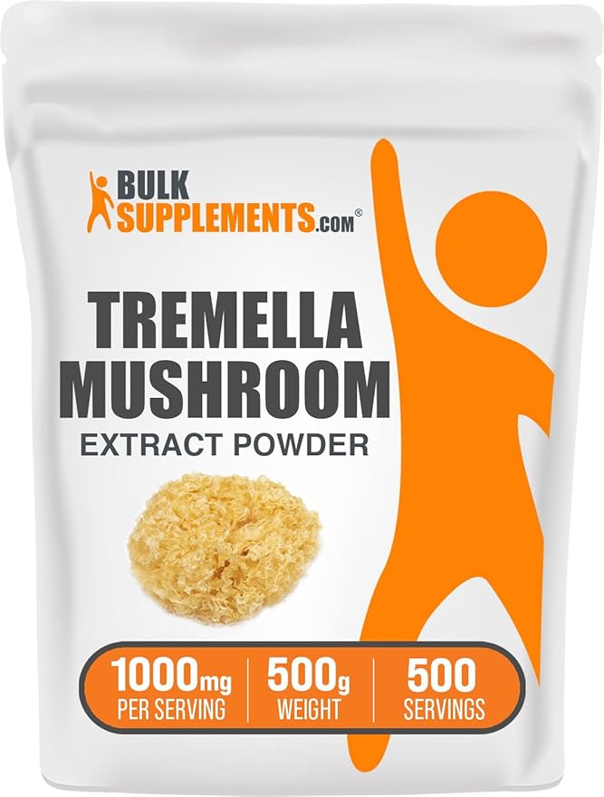 BulkSupplements.com Tremella Mushroom Extract - Tremella Fuciformis Extract, Mushroom Supplement - Vegan & Gluten Free, 1g per Serving, 500g (1.1 lbs) (Pack of 1)