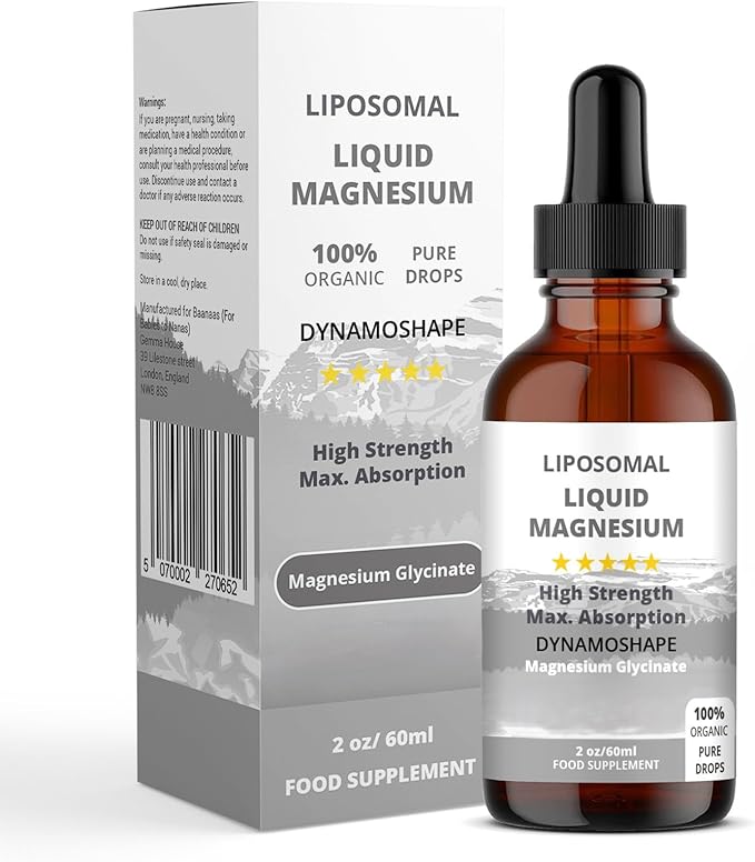 Baanaas Dynamoshape Magnesium Liposomal Supplement. Magnesium Glycinate. Magensium Supplement. 60ml. 2 Oz
