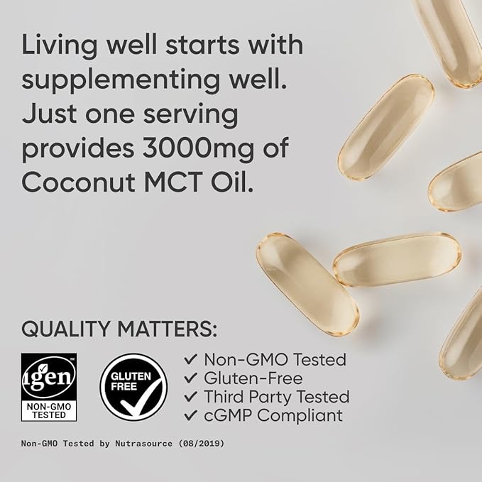 Sports Research Keto MCT Oil Capsules derived from Coconut Oil | Keto Fuel for The Brain & Body | Derived from Non-GMO Coconuts (120 Soft gels)