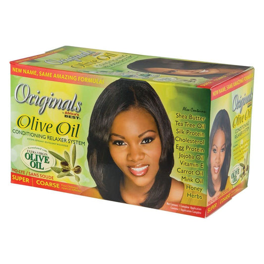 Originals By Africa'S Best Olive Oil Hair Relaxer Kit, No Lye Super / Coarse System, Conditions And Moisturizes For Healthier Lo