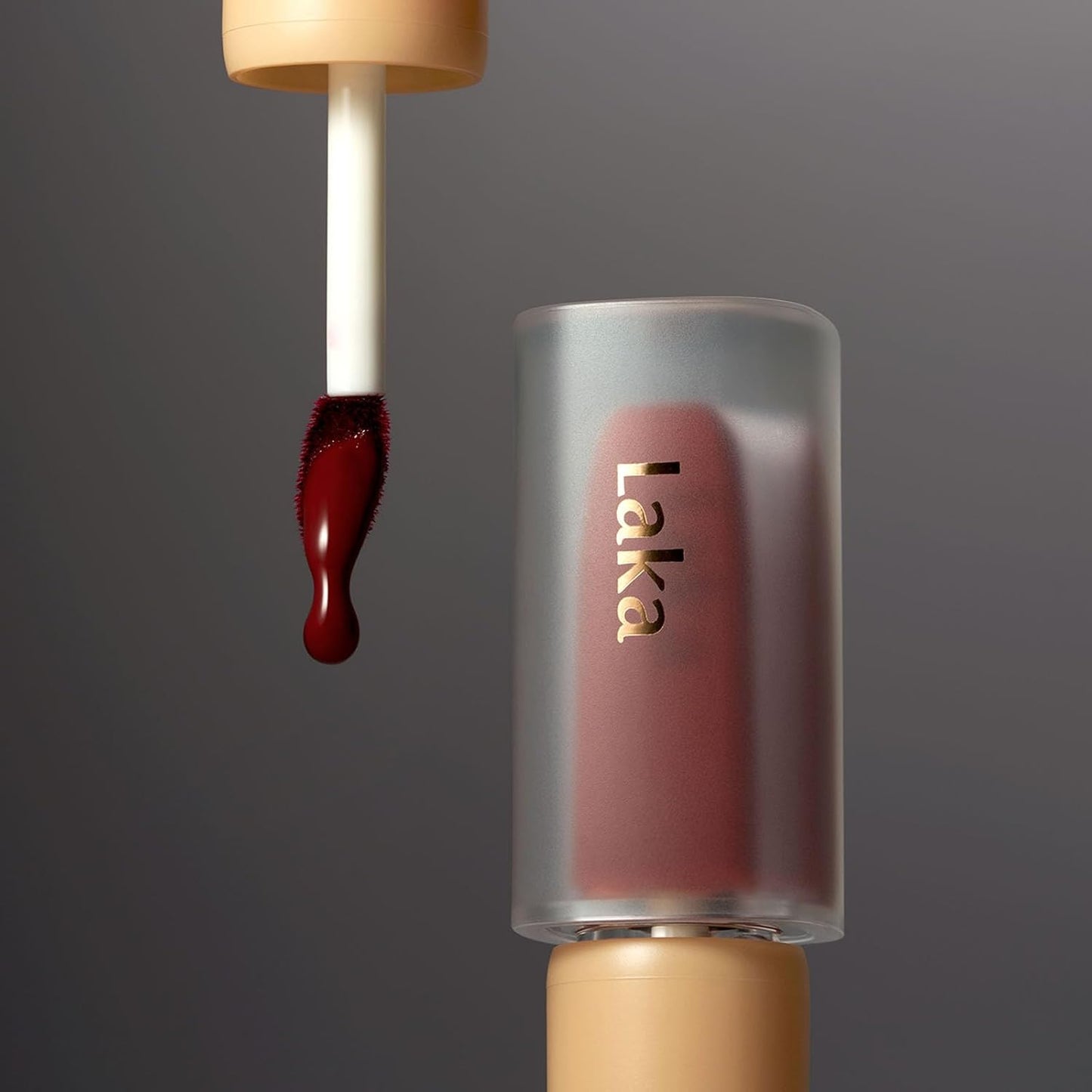 Laka Fruity Glam Tint, 4.5g/0.15 oz., Glowing Lip Stain with Wide Color Spectrum, Hydrating & Lightweight Texture, Long-Lasting Bold Stain, Non-Sticky, Vegan, K-Beauty (#121 Ash Nut)