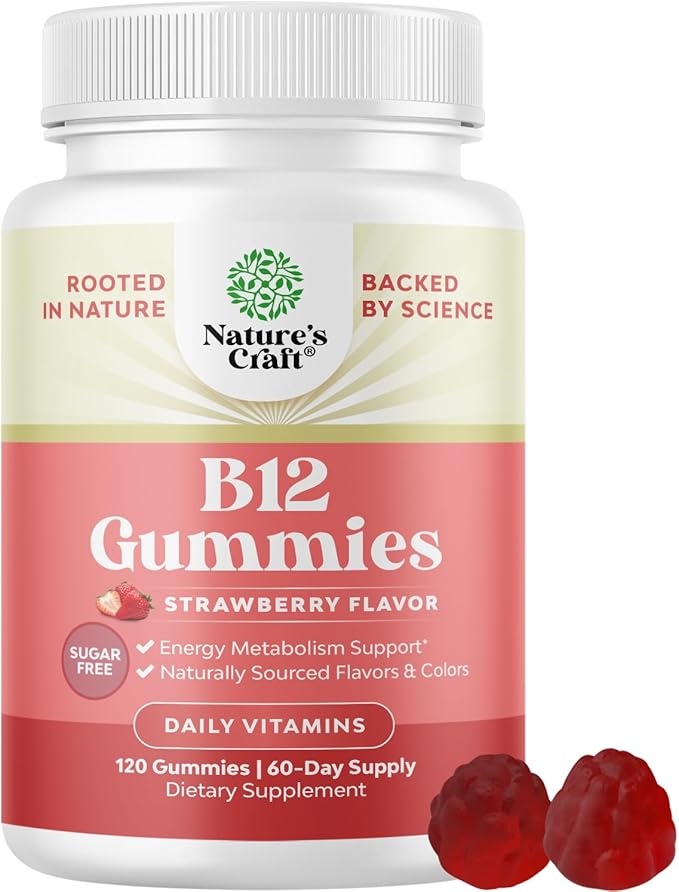 Vitamin B12 Gummies for Adults - Sugar Free Vitamin B12 1000 mcg Chewable Gums for Energy & Mood Support, Immune & Nerves Health - Kosher Non-GMO & Gluten Free Supplement for Women & Men - 120 Count