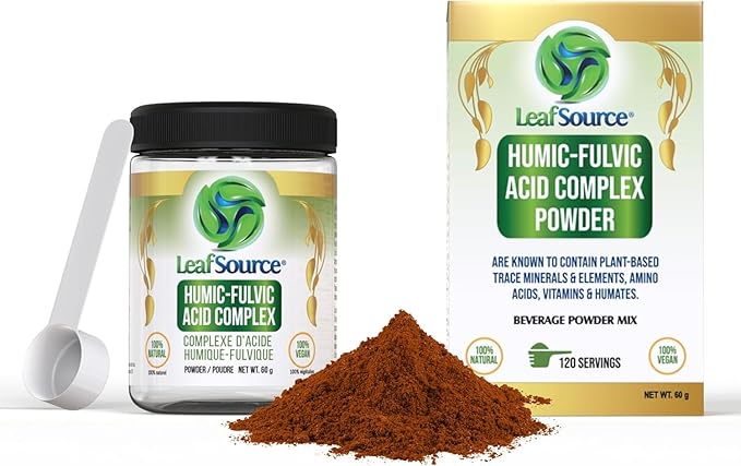 Humic & Fulvic Acid Powder 60g, (120 Servings of 500mg Each) Known to Contain Plant-Based Trace Minerals, Amino Acids & Vitamins, Zero Chemicals, Sugar Free & Gluten Free. Made in Canada