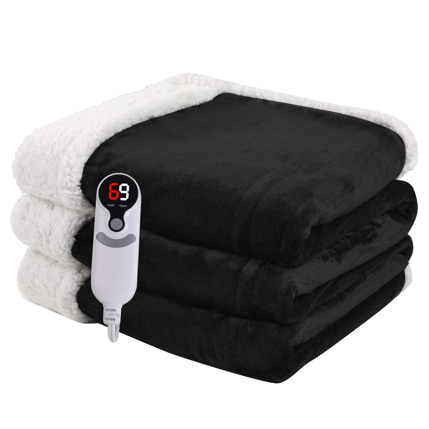 Heated Blanket Electric Blanket Full Size 72''x84'', Soft Flannel Heating Blanket with 1-10 Hour Auto Off - 6 Heat Settings - Machine Washable - Dark Grey