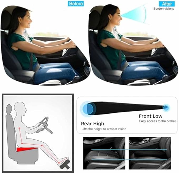 Car Seat Cushion for Ford F150(7seats) 2017-2023, Nonslip Driving Comfort and Breathable Lumbar Support Pad Sciatica and Back Pain Relief,Red-4 cm