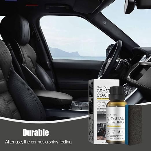 2025 Upgrade Crystal Coating for Car, Plastic Parts Crystals Coating, Plastics Parts Crystal Coating Plastic Restorer with Spong, Long Duration Refurbish Coatings Agent for Automotive Plastics (1Set)