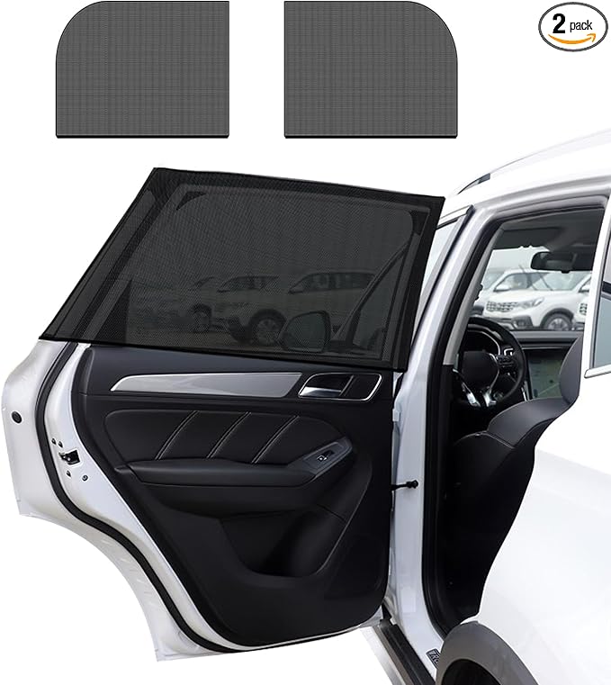 2 PCS Car Window Shades, Auto Front Rear Side Window Sun Shades for Block Heat & UV Protection, Breathable Mesh Baby Window Screen Covers, Universal Car Accessories (SUV Back)