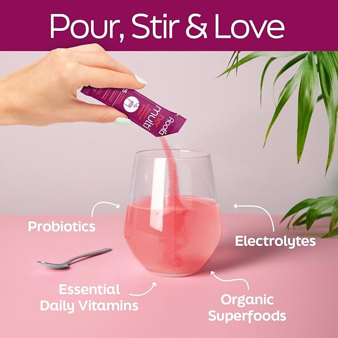 Root'd Multivitamin Powder with 3X Electrolytes for Women - 25 Vitamins & Minerals, 3X Electrolytes, 9 Organic Superfoods, Probiotics & Enzymes, Sugar-Free Multivitamin & Hydration | 24 Packets