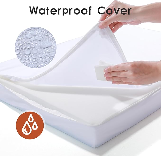 Chew Proof Dog Bed, 3" Memory Foam Dog Bed for Small and Medium Dogs, Removable and Washable Microsuede Cover, Waterproof Liner, Nonskid Bottom, 35x23 Inches M Khaki