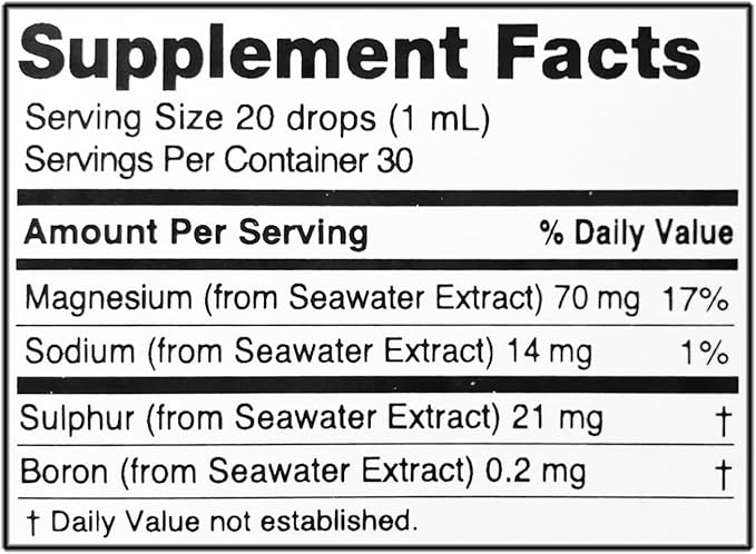 Oriel Liquid Magnesium Drops Menosea, Rapid Absorption, Free Ion Magnesium, Minerals and 78 Trace Elements, Supports Menopause Wellness, Promotes Balance, Well-Being, Relaxation, 30ml, 30-Day Supply