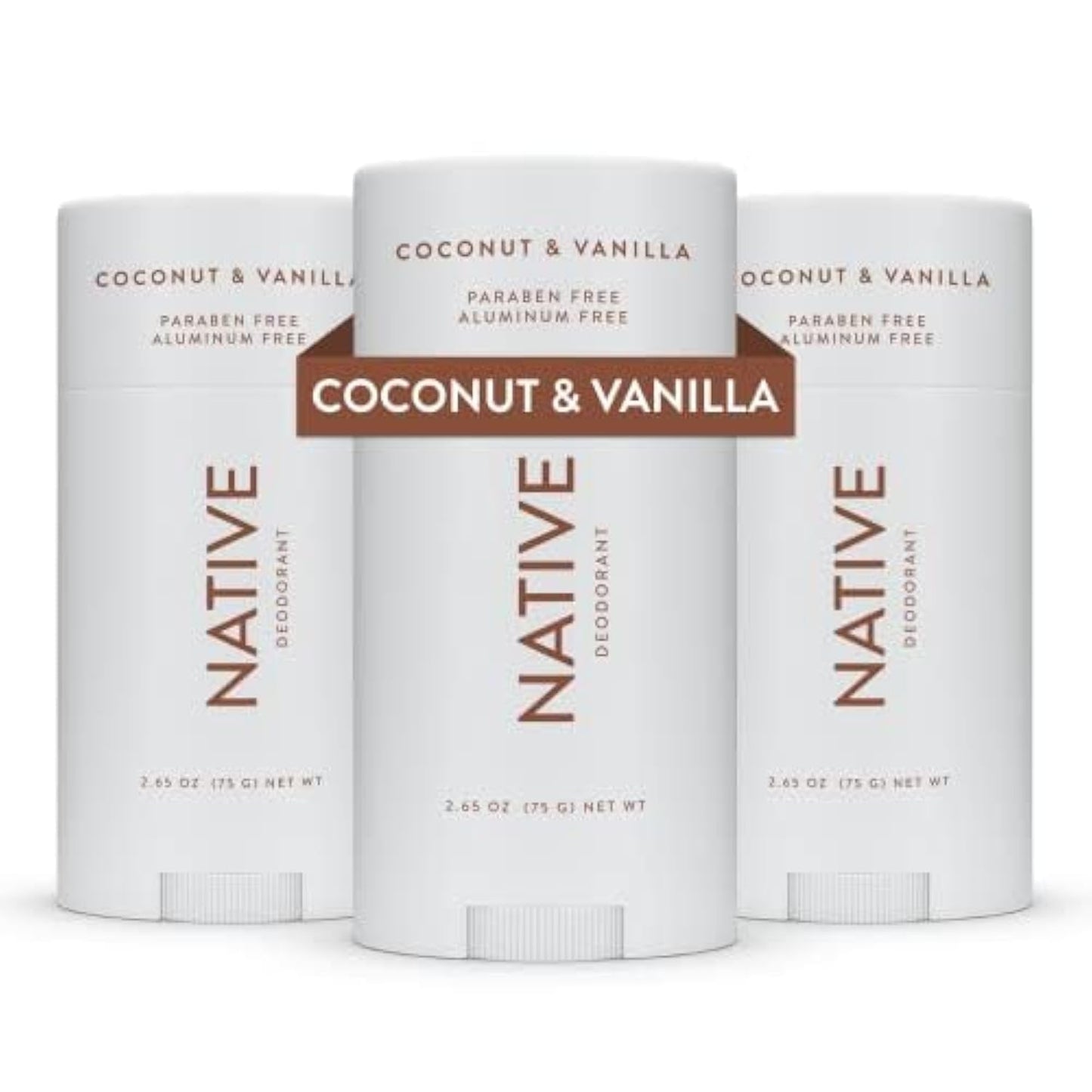 Native Deodorant | 72-Hour Odor Control | Aluminum-Free, Coconut & Vanilla, 2-Pack