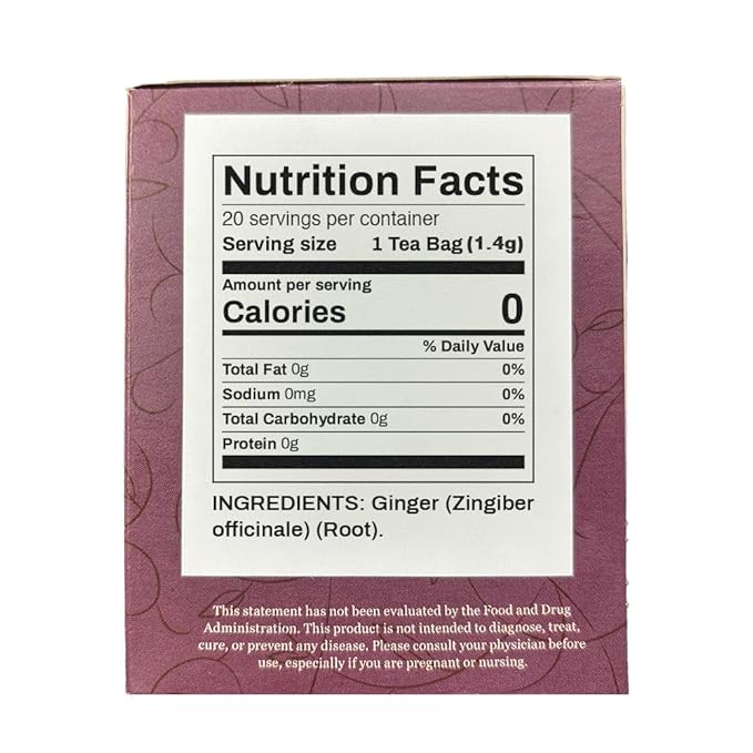 Organic Positively Botanicals Company, Ginger Root Herbal Tea Bags, 20 Count