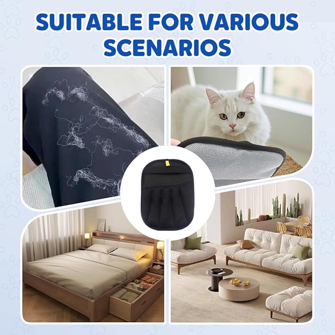 2 Pack Pet Hair Removal Glove, 2025 Upgrade Pet Hair Remover Electrostatic Gloves, Pet Hair Removal Tool Pet Hair Remover Mitt, Reusable Cat Grooming Gloves for Dogs, Cats, Furniture & Clothes