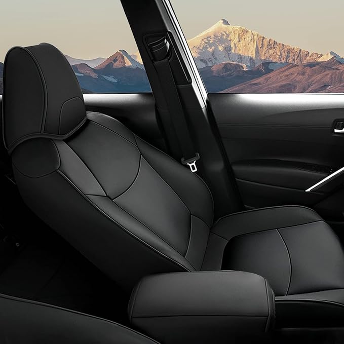 AOMSAZTO Custom Fit for Toyota Corolla LE 2023 2024 2025 2026 Faux Leather Car Seat Covers Full Set Compatible Airbag Car Seat Protector Black (Black, 2023-2026 Corolla LE)