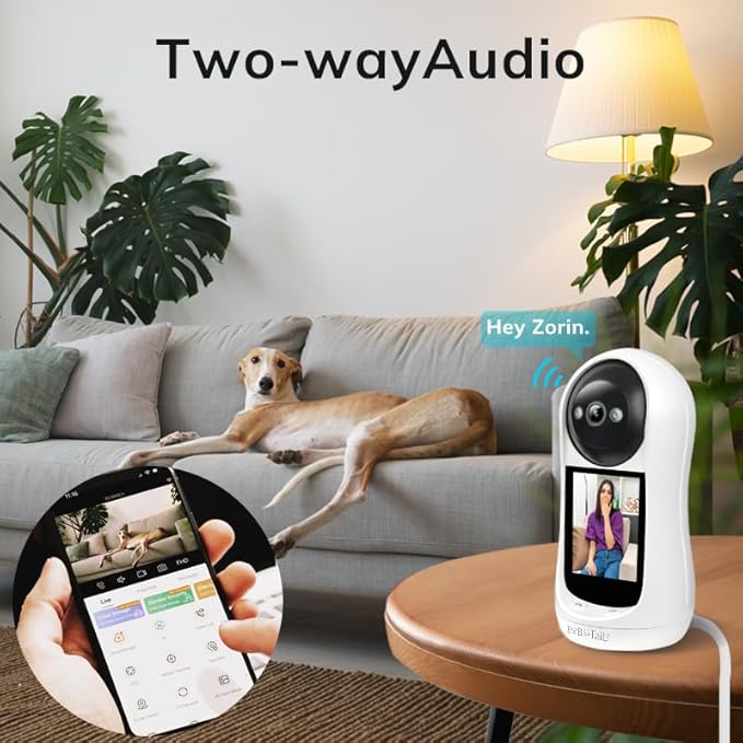 Pet Camera with 2-Way Audio, 5MP Lens, Motion Tracking, 360° Vision, Human Detection
