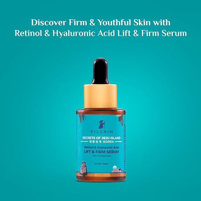 Korean Retinol 0.5% Serum with 1% Hyaluronic Acid by Pilgrim | Anti-Aging Face Serum | Reduces Fine Lines & Wrinkles | Lift & Firm | For Men & Women, All Skin Types | 1.01 Fl Oz (30ml)