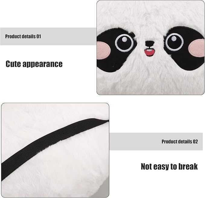 balacoo Cartoon Panda Lumbar Support Pillow Plush Seat Cushion for Car and Office Chair Lower Back Comfort Travel Neck Pillow