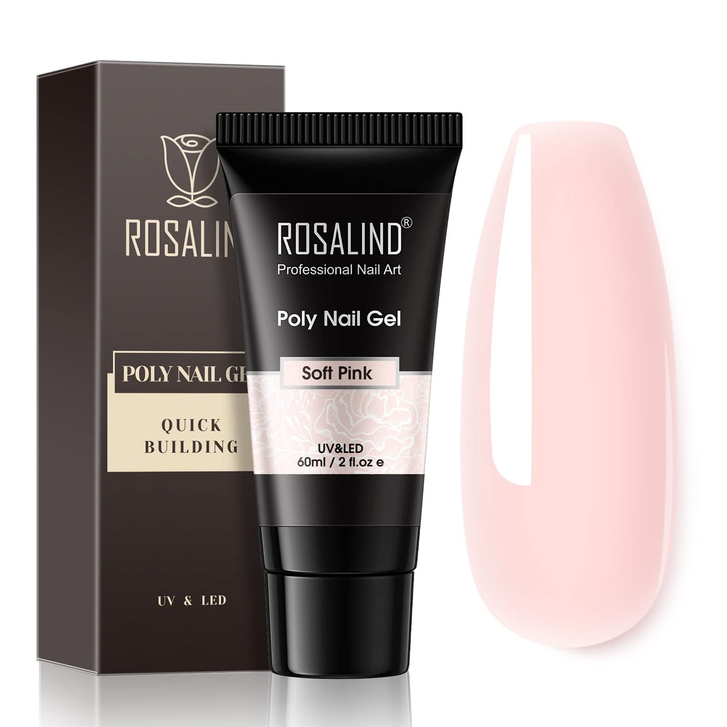 Rosalind Pink Poly Nail Gel, 60Ml Soft Pink Poly Extension Gel For Nail Natural Builder Nail Gel Pink Color, Light Pink Poly Ext