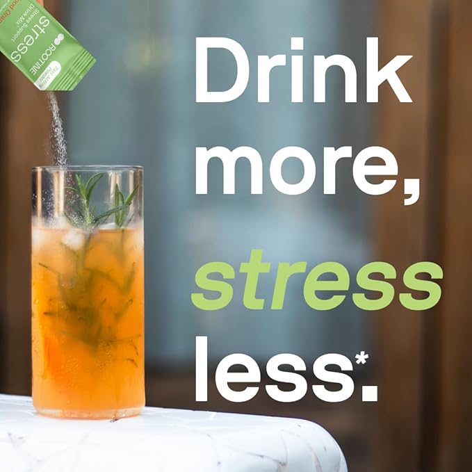 Stress Support Calm Drink Mix Supplement to Help Energy, Mood, & Balance Cortisol Levels, Relaxation Natural Adaptogenic Herbal Calm Powder Mix 10 Pack