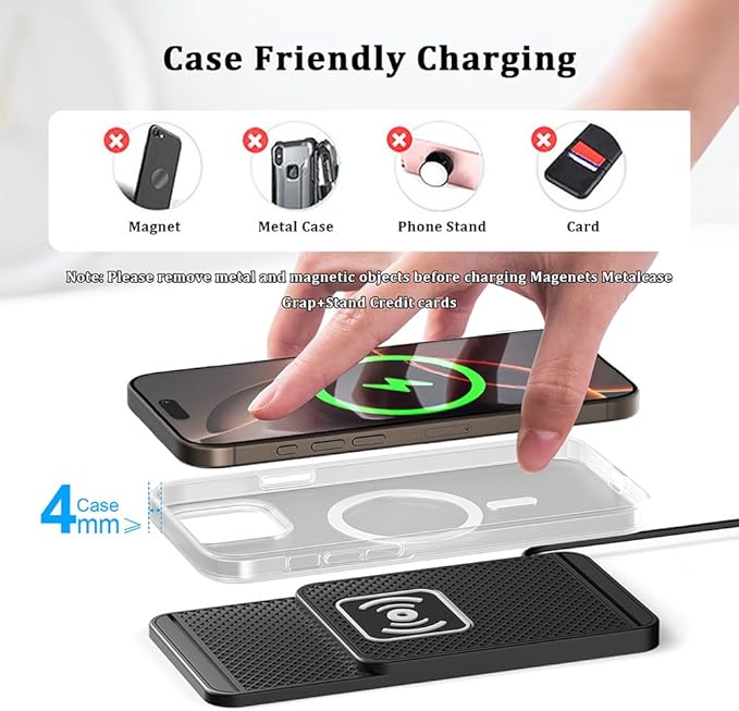 Wireless Charging Pad for Car for Ford Bronco Sport 2021-2025, 20W Fast Wireless Car Charger Pad Type-C/USB Non-Slip Phone Charging Mat,A 30cm Cable Type-C Plug